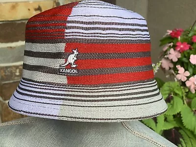 NWT KANGOL Digital Stripes Bin Hat In Charcoal Stripe $75 Size Small • $42.99