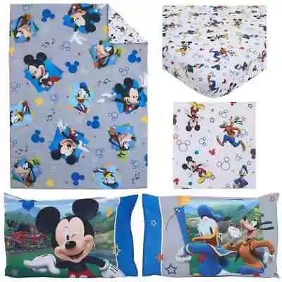 Disney Mickey Mouse Donald Duck Having Fun Four Piece Toddler Bedding Reversible • $16.88