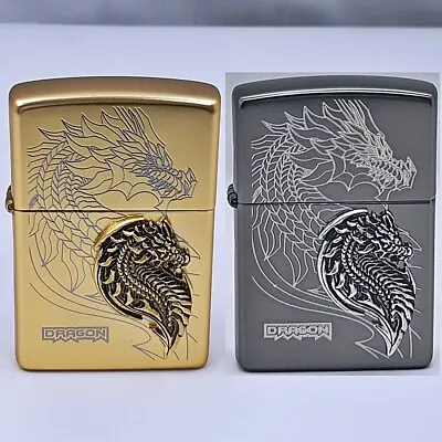 Exclusive Korea Zippo Cyber Dragon Gold & Silver Set  Limited Edition Gift • £134.97