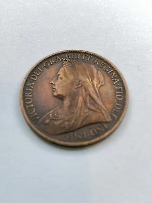 1899 Victoria One Penny Coin • £18