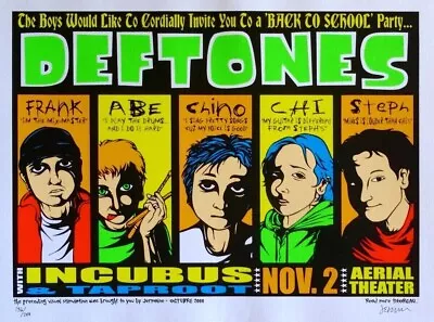 Deftones Concert Poster Unsigned Reproduction. Signed 1 Is A Different Listing • $16