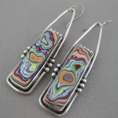 Bohemian Vintage Silver Turquoise Drop Dangle Hook Earrings For Women Jewelry • $1.88