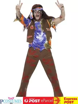 Zombie 60s 1960s Hippie Mens Retro Hippy Disco Groovy Fancy Dress Costume • $50.81