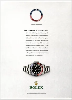 2015 Rolex GMT-Master II 126710BLRO Pepsi Original Australian A4 Print Ad • $44.99