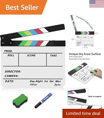 Film Clapper Board - Acrylic Plastic Dry Erase Movie Slate - Studio Camera Props • $35.99