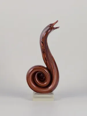 Murano Italy. Large Sculpture Depicting A Cobra Snake Crafted In Art Glass. • $840