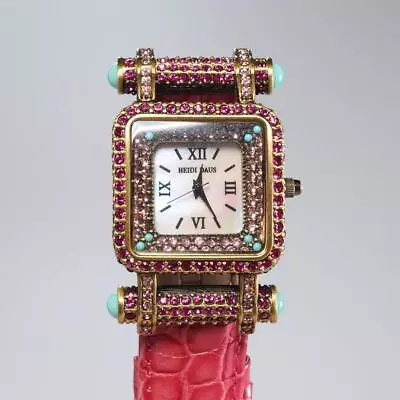 Heidi Daus Pink Crystal & Faux Turquoise Quartz Wrist Watch **NEEDS BATTERY** • $60