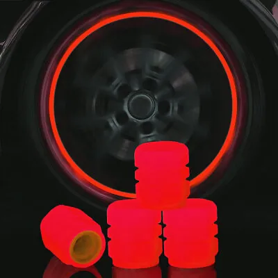 $2.67 • Buy 4X Luminous Red Car Wheel Tire Tyre Air Valve Stem Caps Cover Accessories Trims