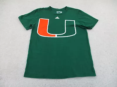 Miami Hurricanes Shirt Adult Small Green Orange UM Football Adidas Mens B16 * • $18.88
