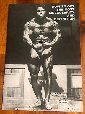 Franco Columbu MUSCULARITY AND DEFINITION Bodybuilding Muscle Booklet (rp) • $11.50