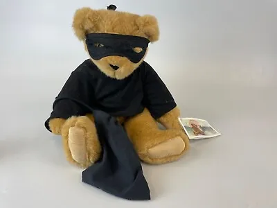 Vermont Teddy Bear Company Love Bandit Jointed Plush Teddy Bear Black Mask Shirt • $12.99