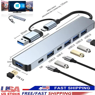 🔥2023 HOT 7 In 1 Multiport USB 3.0 Type-C Adapter USB-C HUB For Pro Air MacBook • $12.99