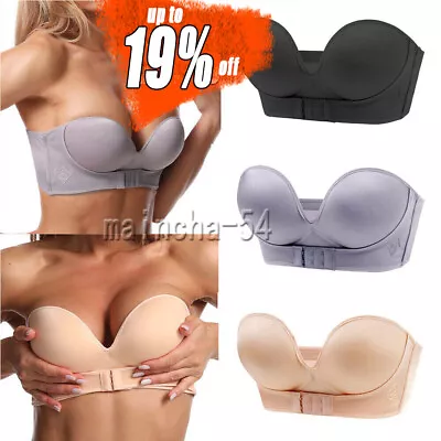 £4.61 • Buy Invisible Strapless Front Buckle Bra Push Up Women's Lingerie Backless Underwear