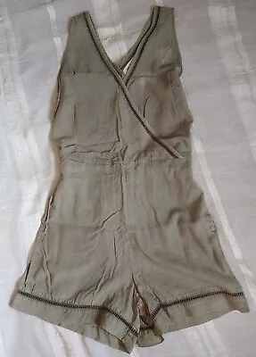 Cloth & Stone Anthropologie Burlingame Summer Shorts Romper Womens Small Green  • £9.65