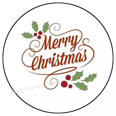 Merry Christmas Holly Berries Envelope Seals Labels Stickers Party Favors • $2.45