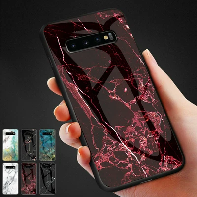 $17.99 • Buy For Samsung Galaxy Phones Patterned Marble Tempered Glass Back Slim Case Cover