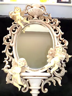 £40 • Buy Large Baroque Antique Ivory Style  Floral & Cherub Mirror