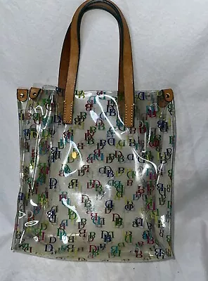 Dooney & Bourke It Lunch Bag Small Multi Color DB Logo Clear Bag Leather Handle • $19.99