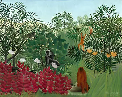 Tropical Forest With Monkeys By Henri Rousseau Art Print • $11.95