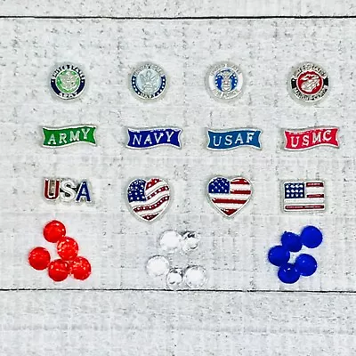 Floating Charms Military Marines Navy Army USAF Fit Glass Lockets • $2.50