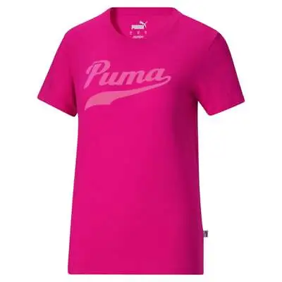 Puma Tailsweep Logo Crew Neck Short Sleeve T-Shirt Womens Pink Casual Tops 67875 • $9.99