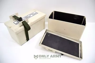 Military Issue Battery Storage Box Foam Padded With Strap NATO Army Strong Metal • £16.99