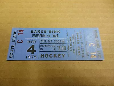 1975 Princeton Vs Yale Ncaa Hockey Ticket Stub Very Rare Good Condition! • $9.99
