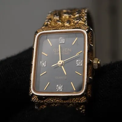 Gruen 282-y121c Gold Plated Nugget Tank Watch 20mm X 24mm Works Diamond Indices • $22.99