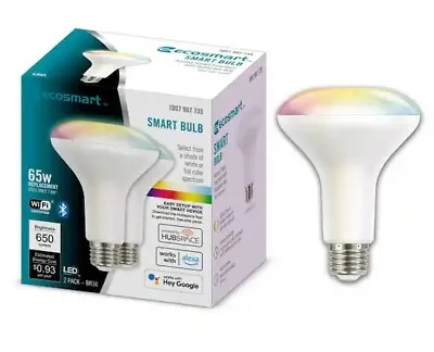 EcoSmart 65 Watt Smart Hubspace BR30 Color Changing  LED Light Bulb/ With Voice • $15