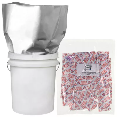 5-5 GALLON 20x30 Mylar Bags 5.25 MIL + 5-2000 Cc Oxygen Absorbers Food Storage  • $49.99