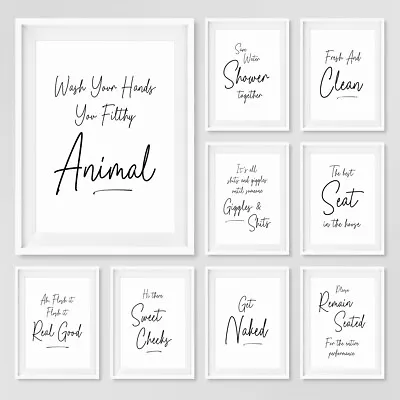 Script Style Funny Bathroom Quote Posters Cheeky Prints Wall Art Pictures Decor • £10.99