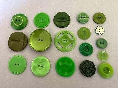 Vintage Shades Of Green Buttons-Celluloid Catalin Wood Stencil & Early Plastics • $15