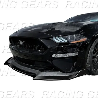 Fit 2018-2023 Ford Mustang Gt-style Painted Black Front Bumper Spolier Lip Kit • $76.95