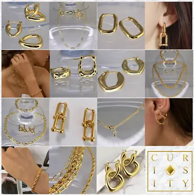 18K Yellow Gold Plated Jewelry Earring Necklace Chain Bracelet Quality Jewellery • $25