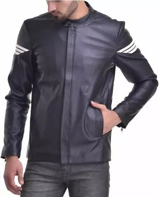 Men's Genuine Lambskin Leather Jacket Slim Fit Moto Biker Jacket -MJ200 • $109.24