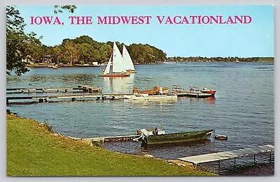 Postcard Iowa Vacationland Of The Midwest With Many Lakes For Watersports • $7.99