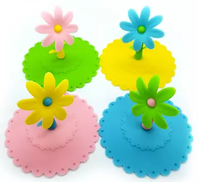 $8.75 • Buy 4 Pack - Silicone Cup Lid Mug Glass Cover Anti Dust Coffee Tea Wine - Flowers