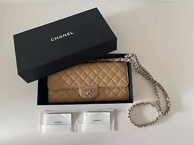 CHANEL Lambskin East West Beige Wallet On Chain (WOC) Handbag AUTHENTICATED • £1750