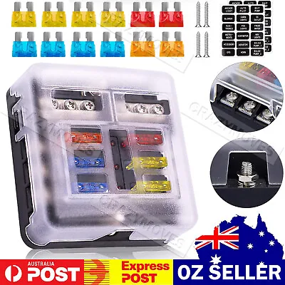 6 Way Auto Blade Fuse Box Block Holder Panel For Car Power Distribution VIC • $15.99