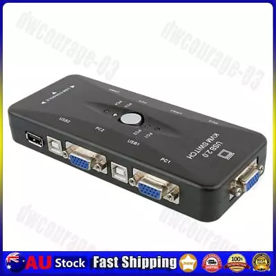 HW1702 KVM Switch 4 Ports 4 In 1 Out VGA Splitter Box For Keyboard Mouse Monitor • $16.58