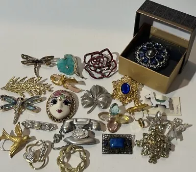 Vintage Lot Fashion Brooches Pins Gold Silver Tone Stones Jewelry Designer Monet • $19.99