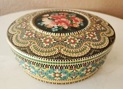 Vtg Daher Cookie Tin Floral Made In Holland Dutch Embossed Ornate Decorative! • $14