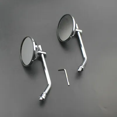 Pair 10mm Universal Motorcycle Cafe Racer Mirror Chrome Rearview Side Mirrors • $23.99