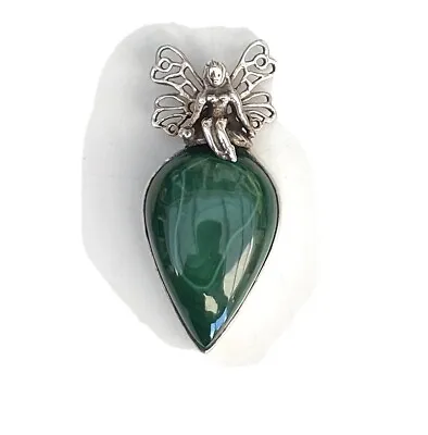 Malachite And Fairy Gem Stone And Silver Pendant For Necklace Jewellery • £28
