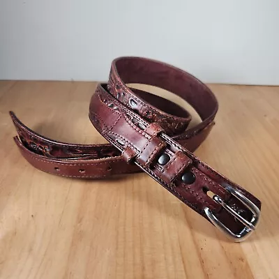 Vintage Tooled Leather Belt Men's Size 36 Brown Western Cowboy • $29.95