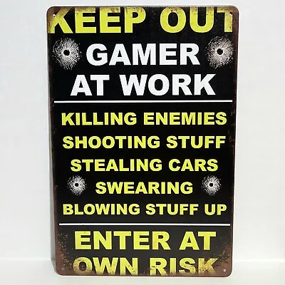 Keep Out Gamer Funny Gaming Rustic Vintage Metal Tin Signs Man Cave Garage • $12.99