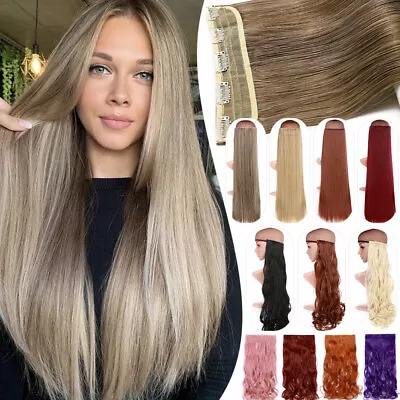 $6.18 • Buy One Piece THICK 100% Real Natural Clip In Hair Extensions Full Head As Human USA