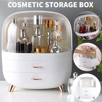 Large Make-Up Organiser Cosmetic Vanity Case Box Skincare Storage Drawer Clear • £17.59