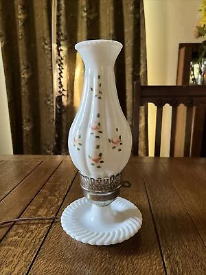 Vintage Milk Glass Lamp With Floral 13 1/4” • $35