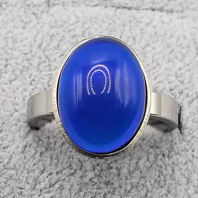 Silver Oval Mood Stone Ring Emotion Feelin Color Change For Men's And Women's • $14.99